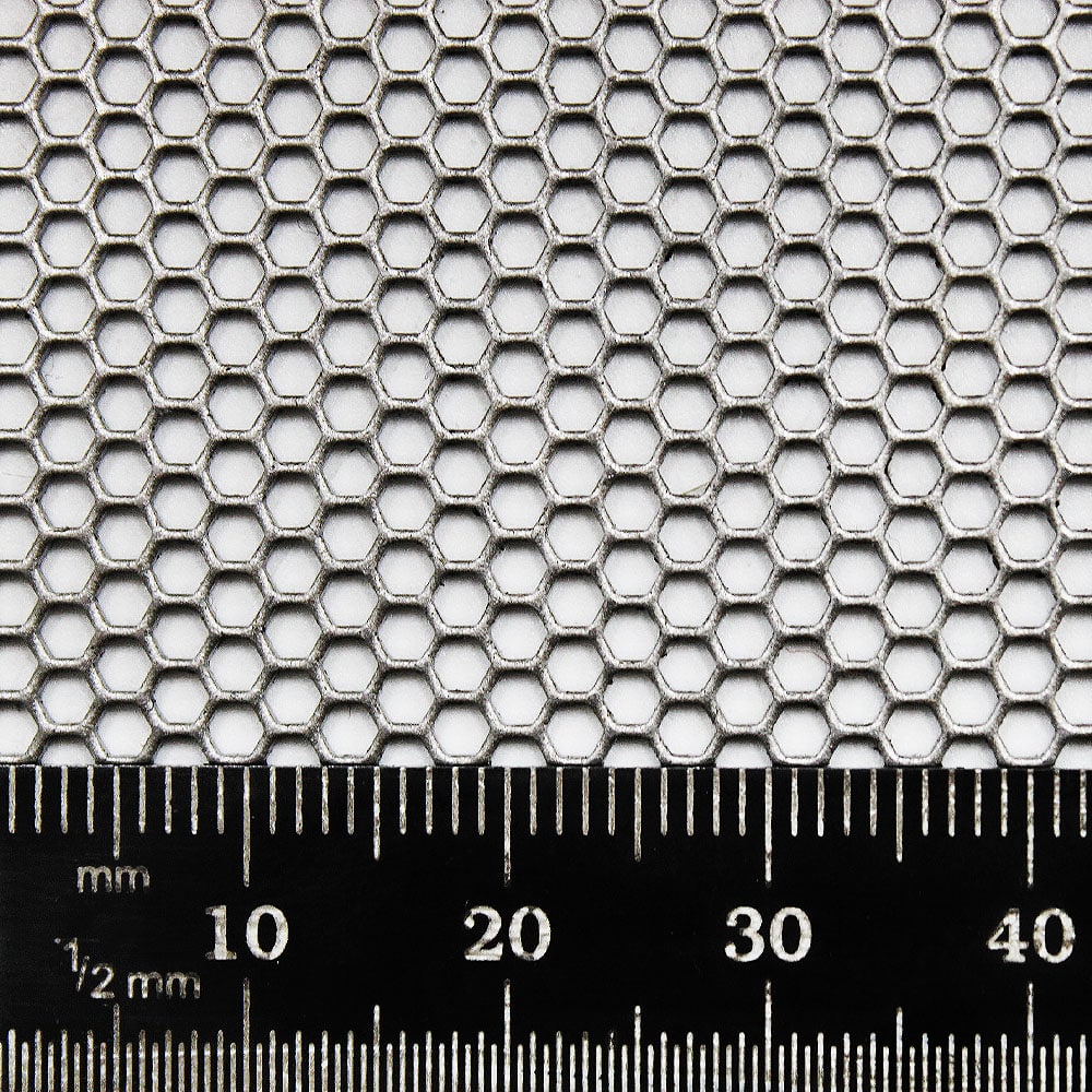 2mm Steel Hexagonal Perforated Metal Sheet  2.5mm Pitch x 1mm Thick -  Speciality Metals