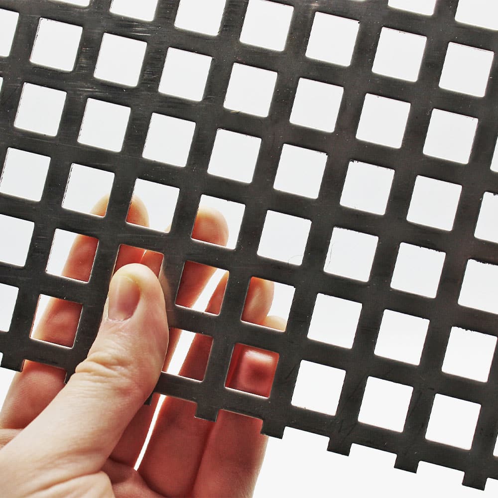 10mm Square Hole Perforated Steel Galvanised Mesh Panels - 12mm Pitch -  1.5mm Thick - The Mesh Company
